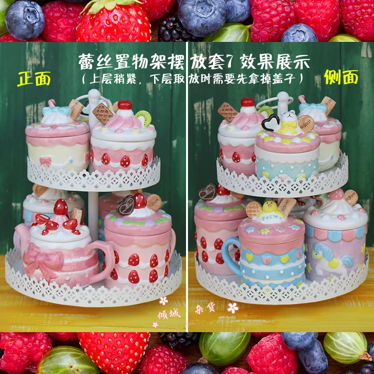 Креативный розовый клубничный чайник чашка керамические конфеты соляная банка