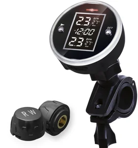 Беспроводная система мониторинга давления в шинах мотоциклов DC5V с дисплеем времени, водонепроницаемые 2 внешних датчика, система мониторинга давления в шинах мотоциклов