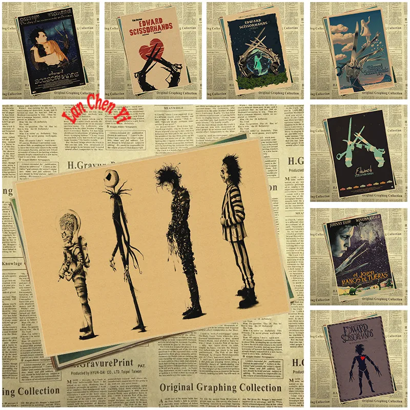 Эдварда Scissorhands винтажная крафт-бумага классический фильм постер художественные изделия для стен бумага краска Наклейка Декор кафе