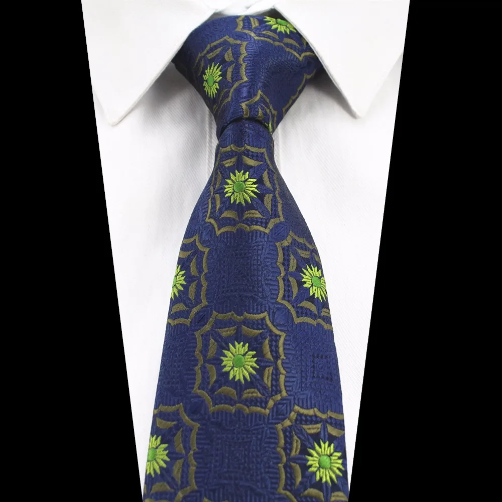 Ricnais New Designer Blue Green Tie Silk Jacquard weave Flower Paisley Neck Tie For Men Corbatas Hombre 2017 Suit Wedding images - 6