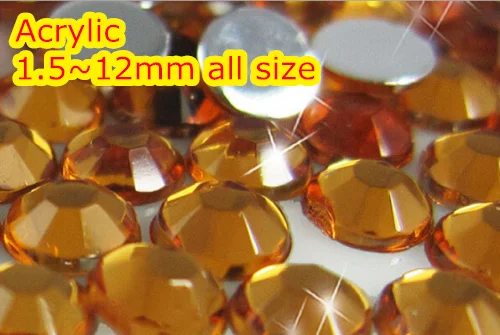 

Orange Color 1.5~12mm All size Choice Flat Back Round Acrylic rhinestone,Acrylic Resin 3D Nail Art / Garment Rhinestone