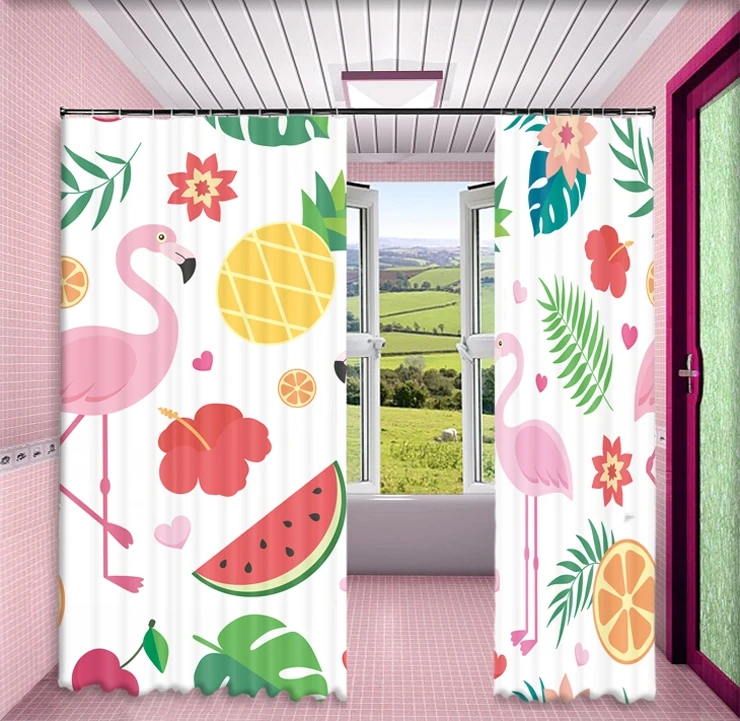 Theme Hotel Shade 3d Curtain Photo Print Flamingo Digital Nordic |