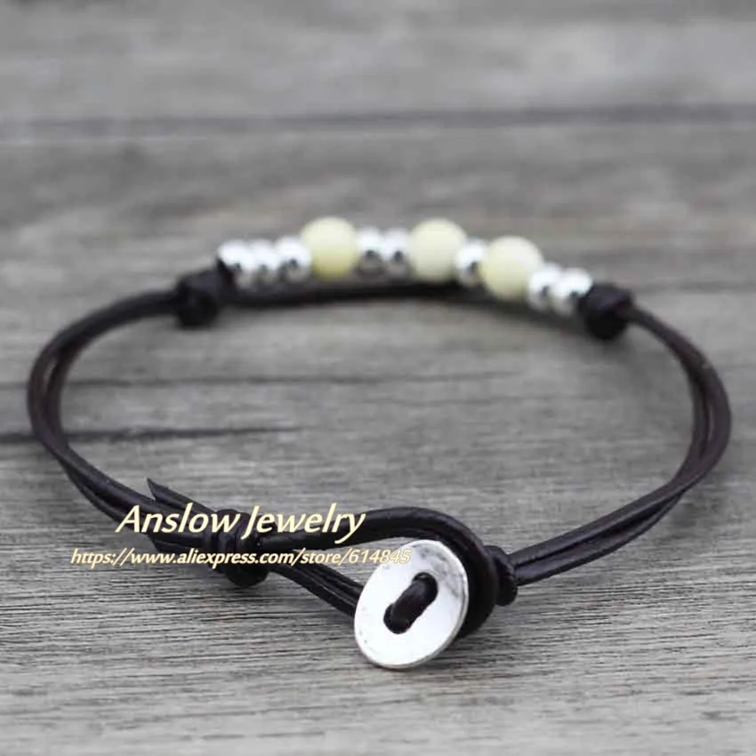 

Anslow Wholesale Fashion Jewelry Handmade DIY Wrap Rope Leather Bracelet For Women Men Girls Adjustable LOW0390LB