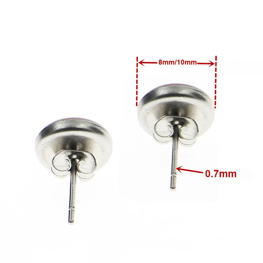Серьги-гвоздики из нержавеющей стали 8 мм 10 х 0 7