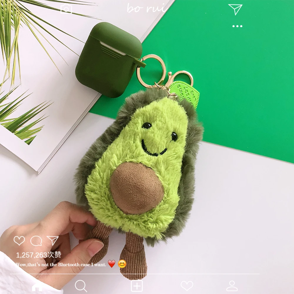 Милый мультфильм Плюшевый авокадо брелок кулон+ силиконовый защитный чехол для наушников для Apple Airpods 1 2 Наушники противоударный чехол