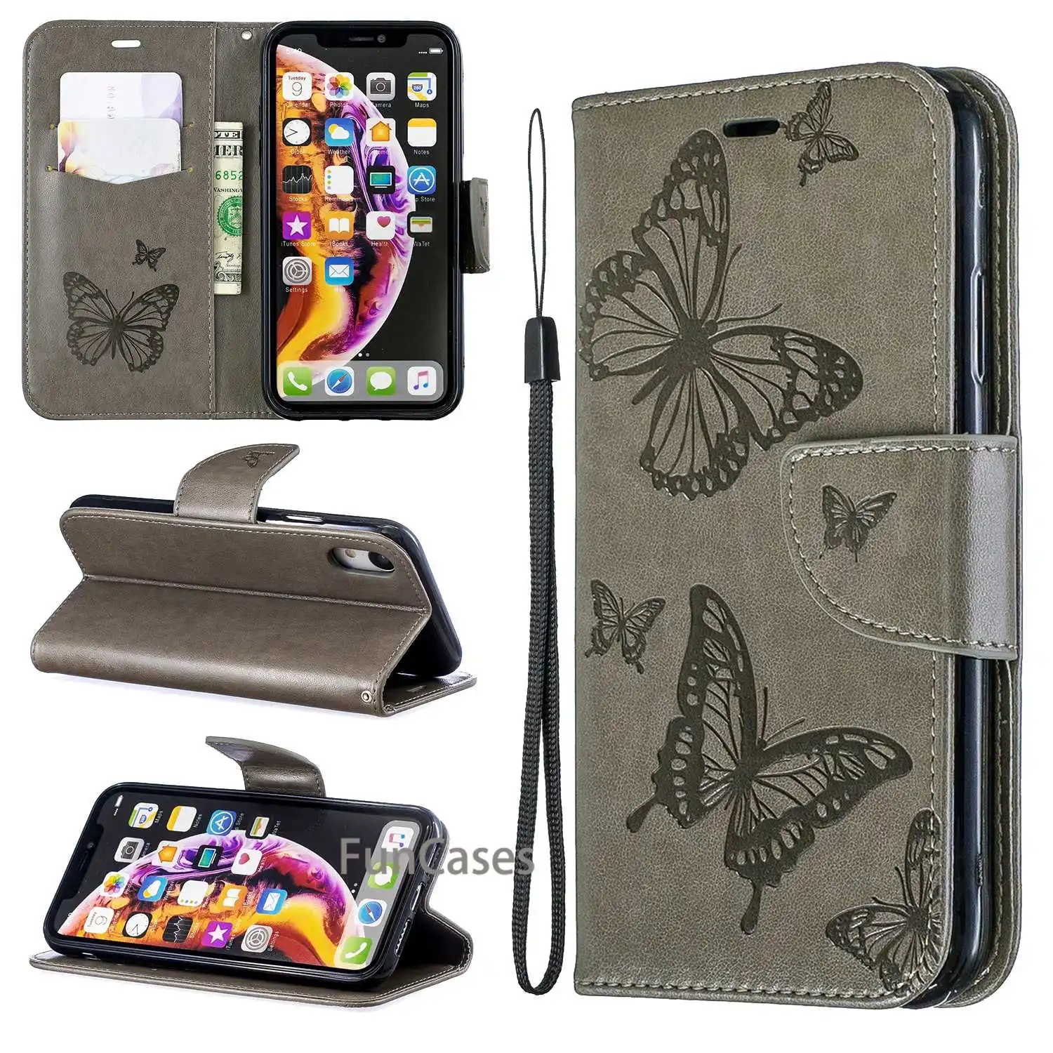 Чехлы-бумажники для iPhone XR в виде ракушки Ретро Флип кожаный телефон Чехол coque