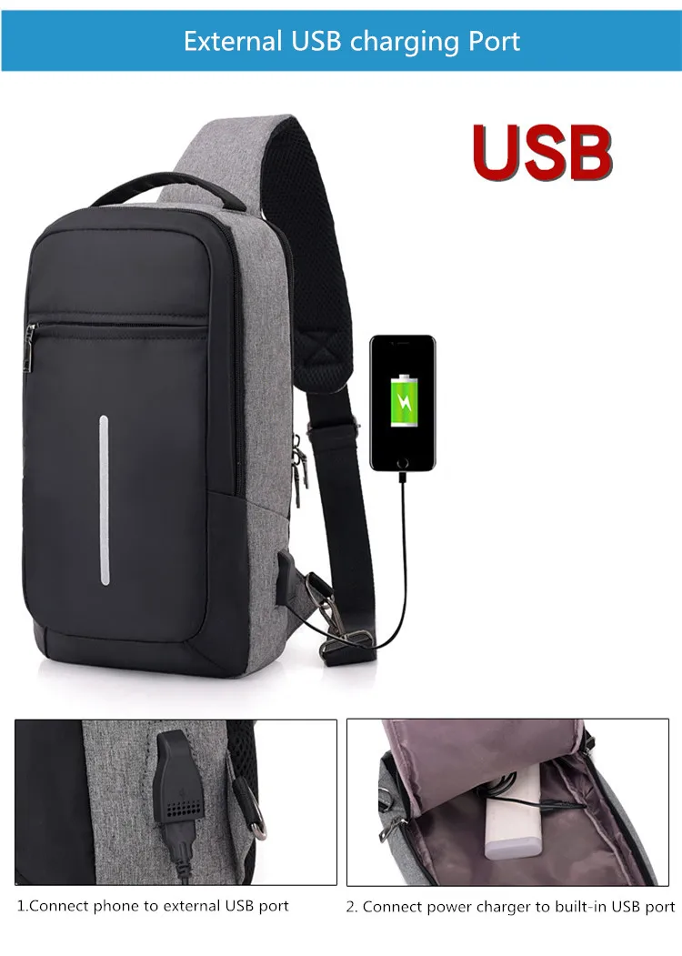 Мужская маленькая дорожная сумка с usb зарядным портом, мужские сумки-мессенджеры, водонепроницаемая сумка через плечо, женская сумка