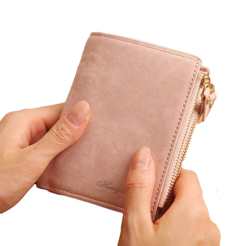 

12PCS / LOT Fashion High Quality Small Wallet PU Matte Leather Lady Short Purse Female Coin Wallet Zipper ID Credit Card Purse