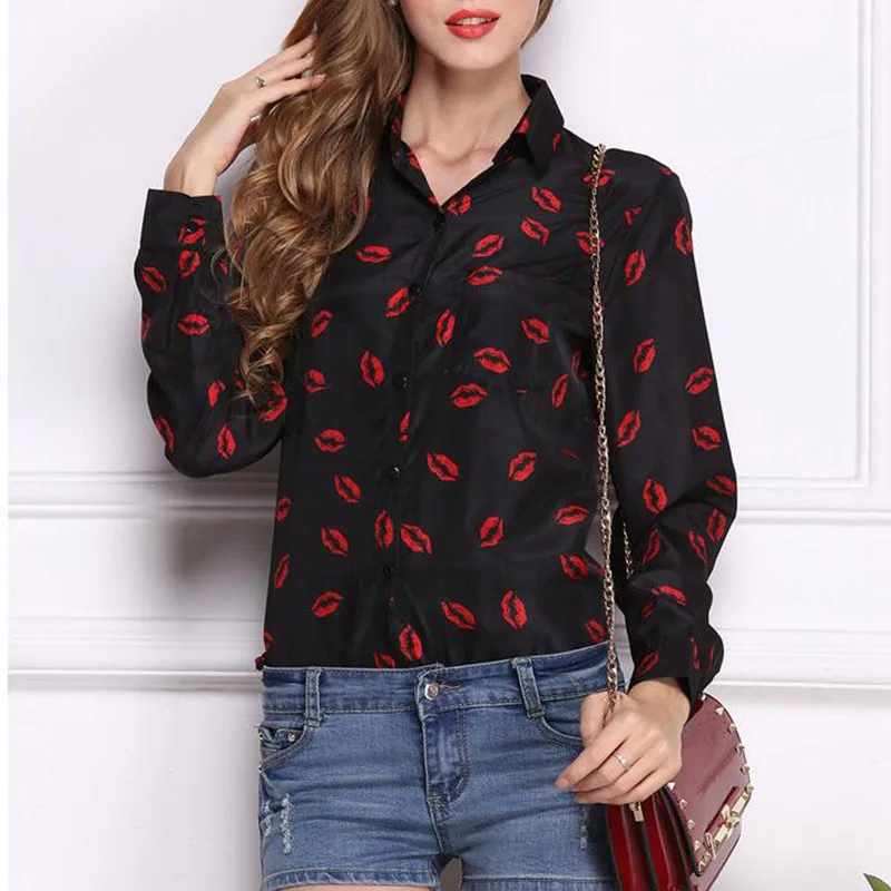 2019 модная женская шифоновая рубашка с воротником-стойкой пикантные дизайнерские