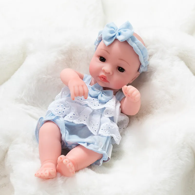 10 ''мини Reborn Младенцы девочка мальчик полный силиконовый винил милые Близнецы Bebe куклы реалистичные Bebes Новорожденные для малыша Купание кукла 26 см - Цвет: boy