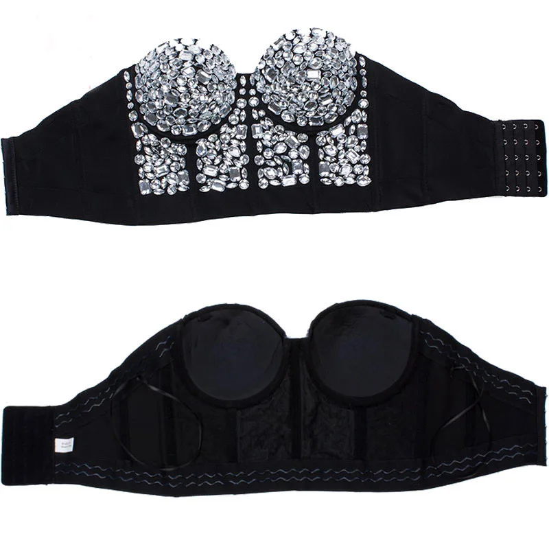 Белый Кристальные Самоцветы Бисер рок готика Soutien Gorge сексуальное нижнее белье