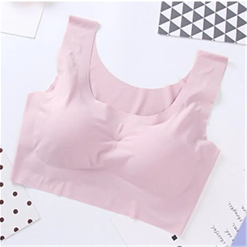 100pcs/2019New Design Wholesale Comfortable Daily Seamless Common Sports Bra Plain Wirefree Ice Silk Sleep Bra for Woman