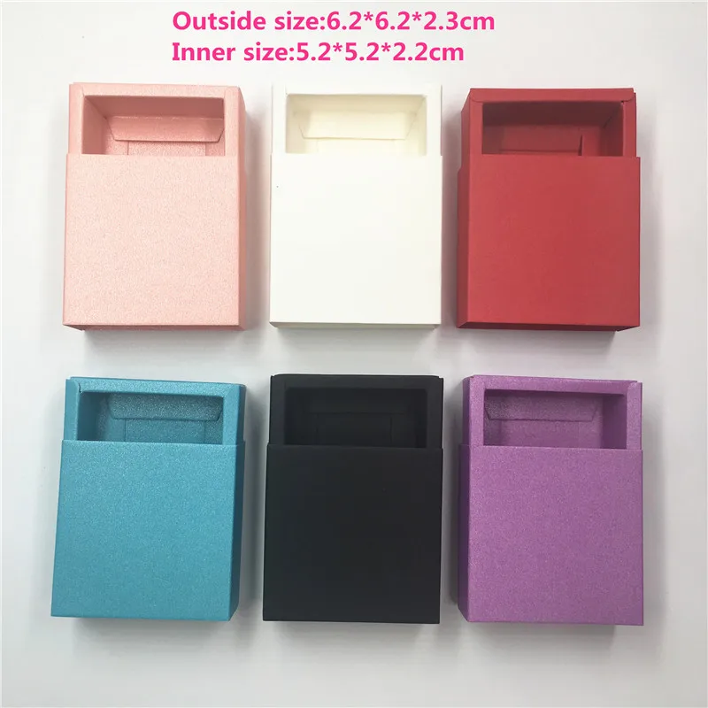 

20Pcs/lot 6.2x6.2x2.3cm Pure Candy Colors Paperboard Drawer Boxes For Storage Earrings Studs Necklace Jewelry Novelty Pack Cases