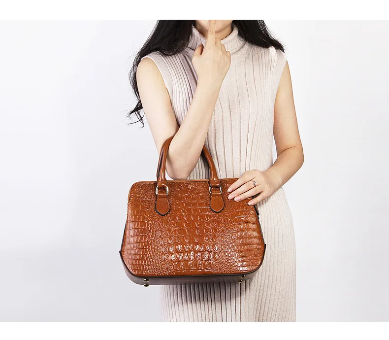 Fashion genuine Leather Women bag Crocodile Pattern Messenger bags ladies Purse female totes bag Handbag Leisure Tote Sac A Main