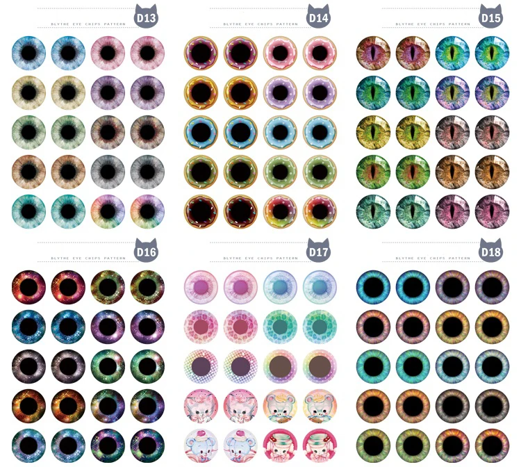 Новая комбинация 5 пар чипов для глаз + 10 бумажный узор Радужный блестящий цвет 1:6