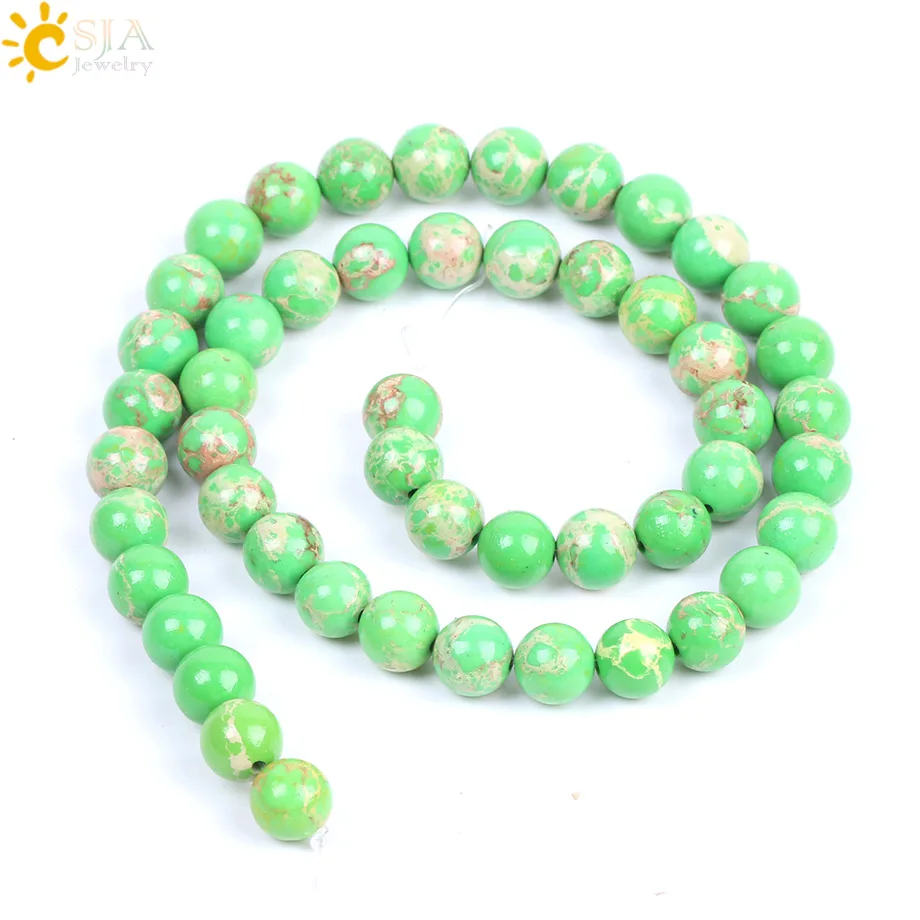 CSJA High Quality Emperor Turquoises Green Howlite Stone Loose Beads 8mm for Jewellery Bracelet Necklace Handmade DIY Chain F221 | Украшения