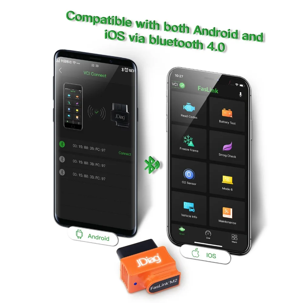 Новый диагностический инструмент JDiag Faslink M2 Bluetooth 4 0 OBDII автомобильный считыватель