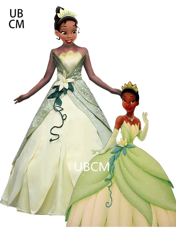 Костюм принцессы Tiana для косплея взрослых платье на день рождения изготовленное