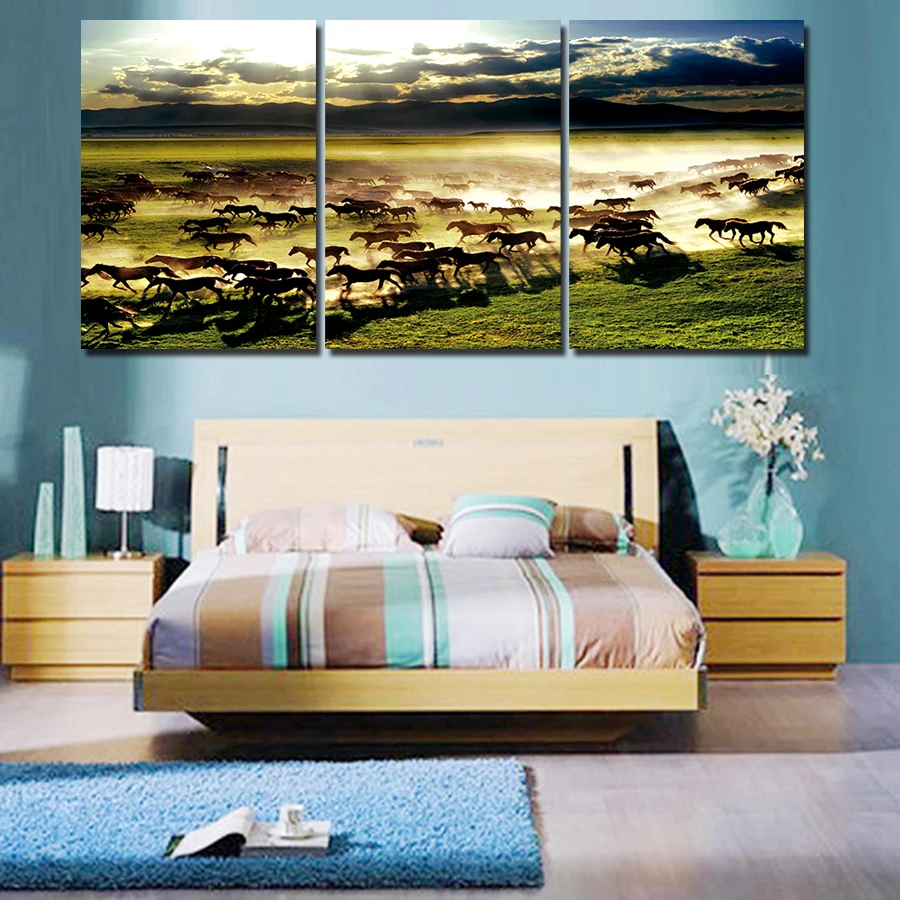 Новинка 2017 прямая продажа без масла 3 панели китайская бегущая лошадь