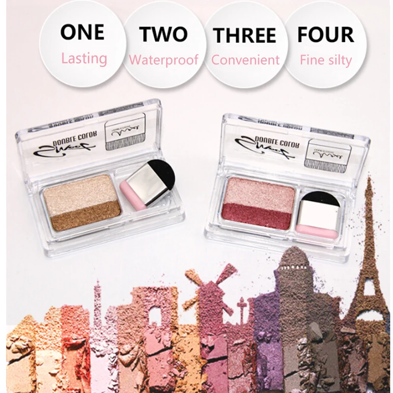 Двойной цвет градиента Eyeshadow профессиональный Shimmer Палитра теней для макияжа
