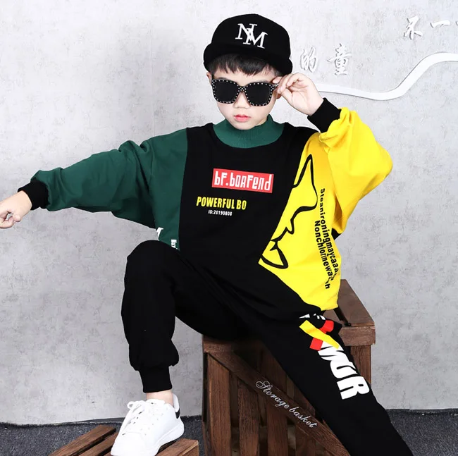 2 Pieces Children's Clothing Sets Boys Cotton Hip Hop Dance Costumes Autumn Big Kids Hoodies Pants Outfits 8 10 11 12 Years Old | Детская