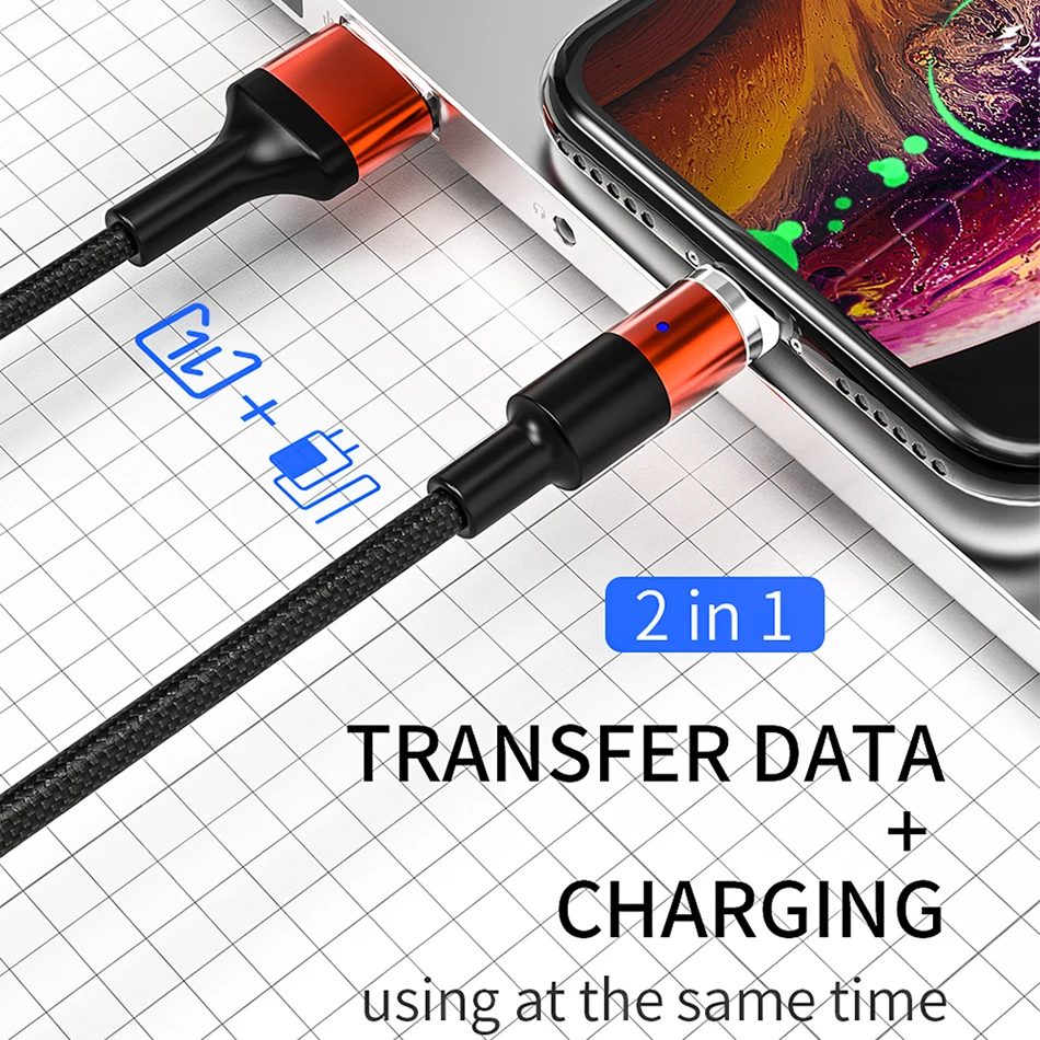 3A Magnetic Charge Cable Micro USB Cable For iPhone XR XS Max X Magnet Charger USB C Type C Cable LED Fast Charging Wire Cord