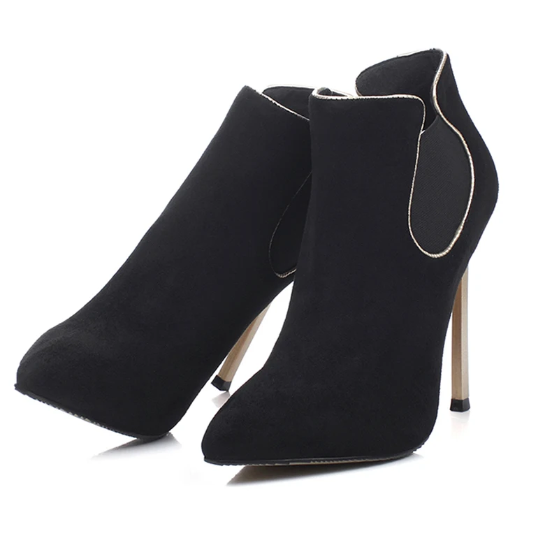 Женские ботинки на высоком каблуке 12 см с острым носком | Обувь