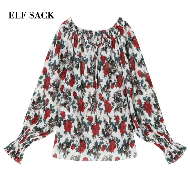 Женская блузка ELFSACK повседневная с длинным рукавом и О-вырезом из шифона | одежда