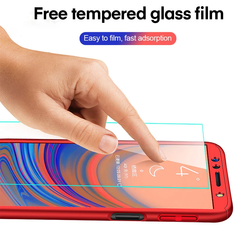 Противоударный 360 Полное покрытие чехол для телефона Samsung Galaxy A8 J4 J6 защитный ПК
