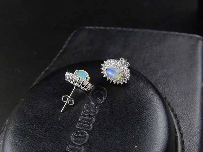 ZHHIRY Genuine Opal Gem Earring Natural Stone Solid 925 Sterling Silver Women Fine Jewelry Earrings | Украшения и аксессуары
