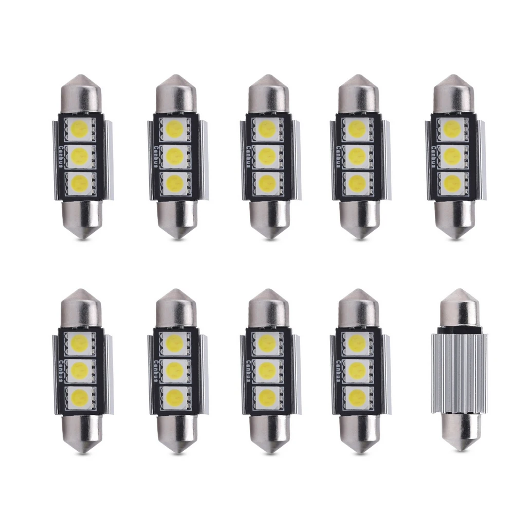 10 шт. Canbus гирлянда 36 мм 39 42 3 SMD 5050 без ошибок авто лампа купольная C5W Светодиодные