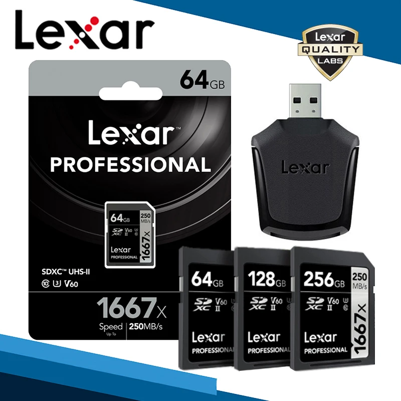 Lexar 1667x карты памяти SDXC и SD UHS II кард ридер USB 3 0 256 ГБ 128 Гб 64 для 1080p HD 3D 4K видео камера