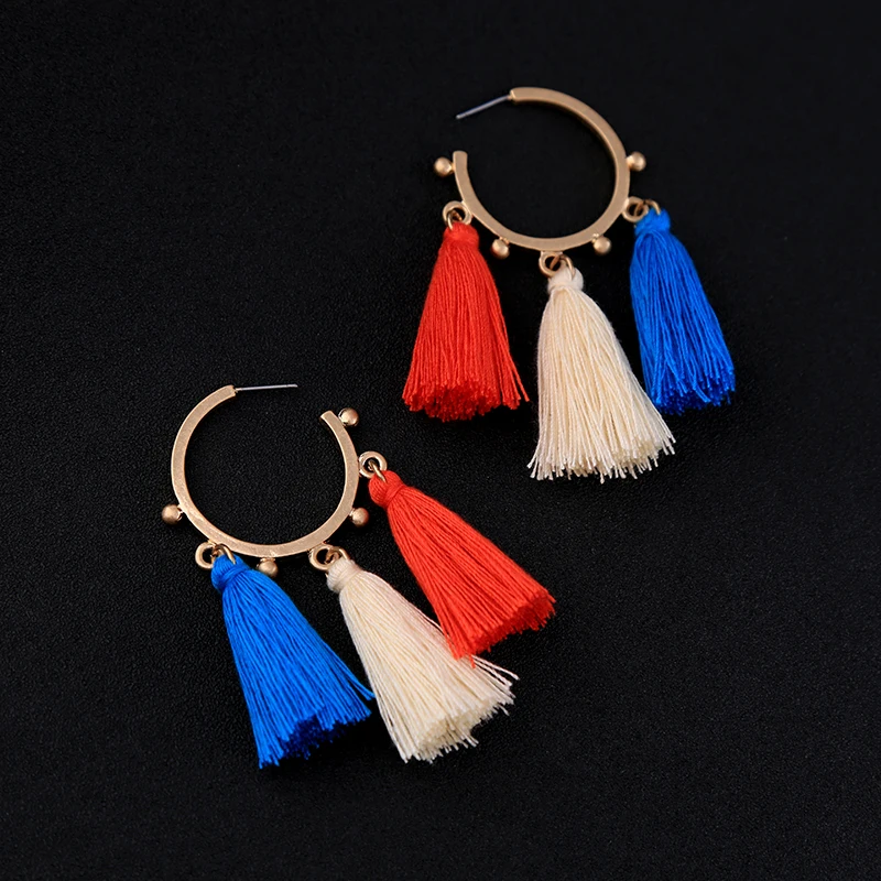 Крупные женские серьги в богемном стиле большие разноцветные Серьги 2017