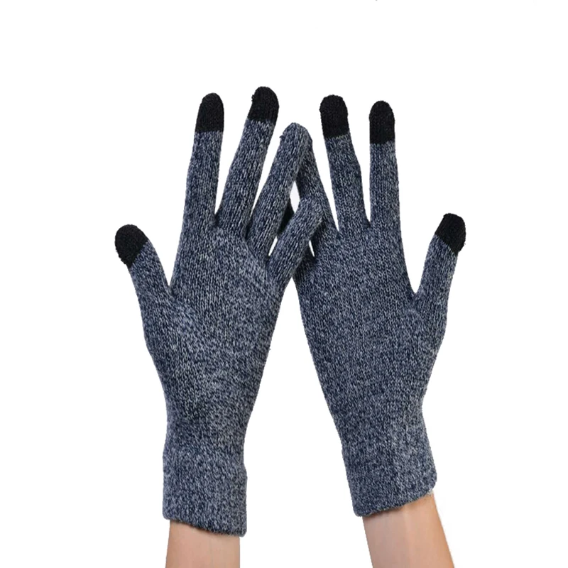 Вязаные перчатки для сенсорных экранов мужские и женские парные осенне зимние