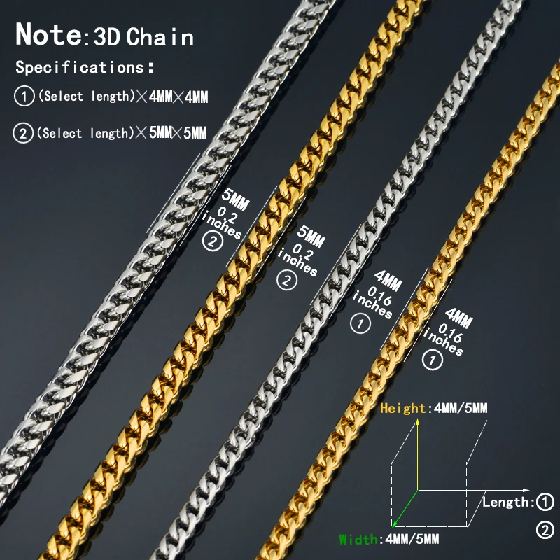 Мужская Золотая цепочка ожерелье 4/5 мм мужское для мужчин 18 &quot22&quot 26 &quot29&quot