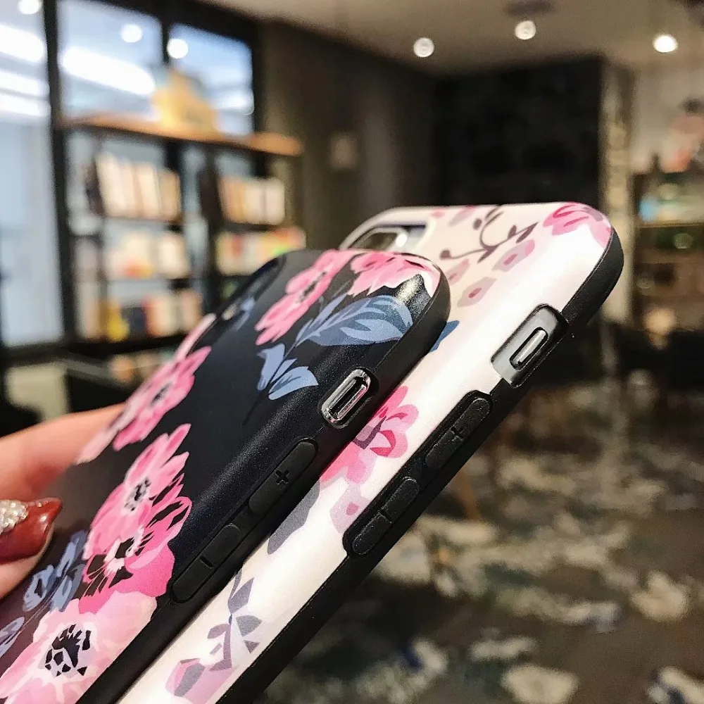 Ретро девчачий цветок Leafs Телефон чехол для iPhone 6 6s 7 8 Plus Матовый Мягкий