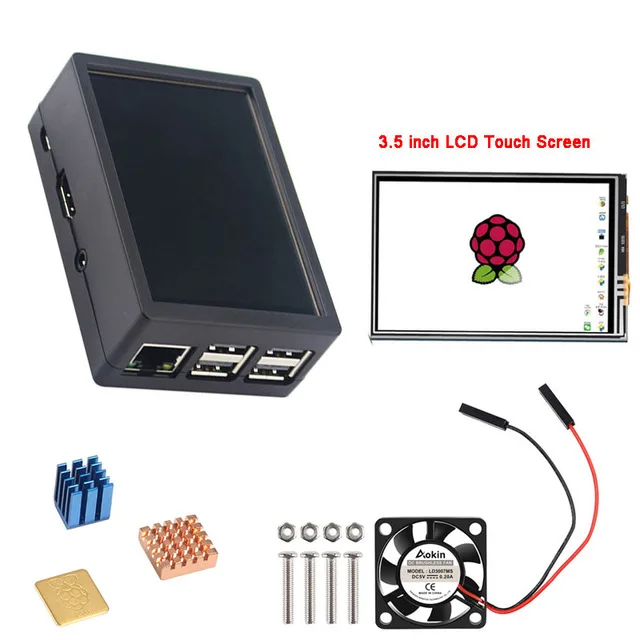 Raspberry Pi 3 3,5 дюймовый дисплей сенсорный экран+ ABS чехол+ вентилятор+ радиатор для Raspberry Pi 3B+/Raspberry Pi 3/RPI 3B - Цвет: as Picture