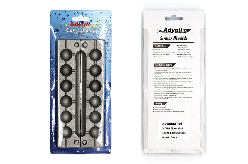 Adygil DIY рыболовный шар грузило прессформы ADBASM/#6 шариковый грузило 63 г 6 полостей