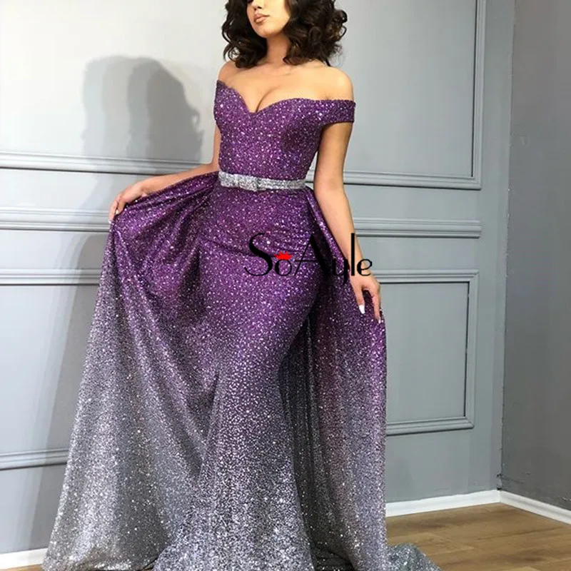 Женское вечернее платье-Русалка SoAyle с блестками без рукавов разноцветное