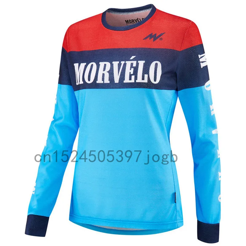 Новые весенние женские футболки Morvelo с длинным рукавом MTB Дорожный велосипед Велоспорт Джерси анти-УФ велосипед одежда Maillots Ciclismo