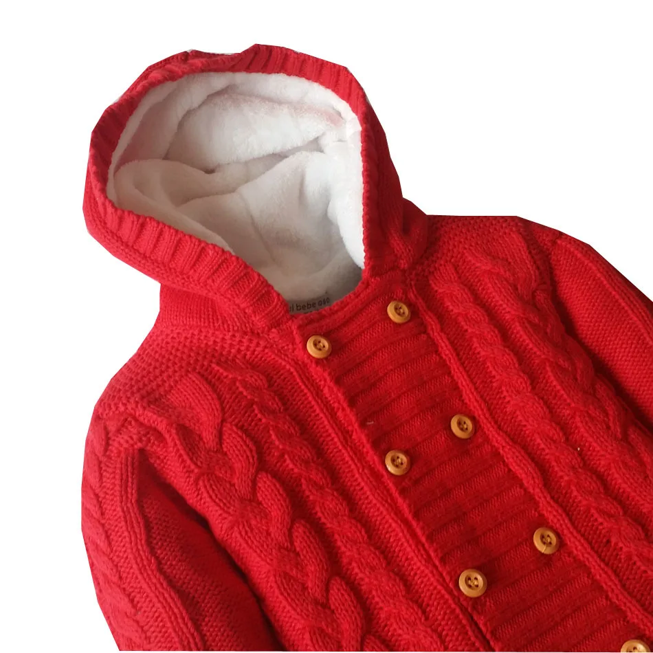 Детский толстый свитер с капюшоном хлопковый однотонный двубортный на возраст