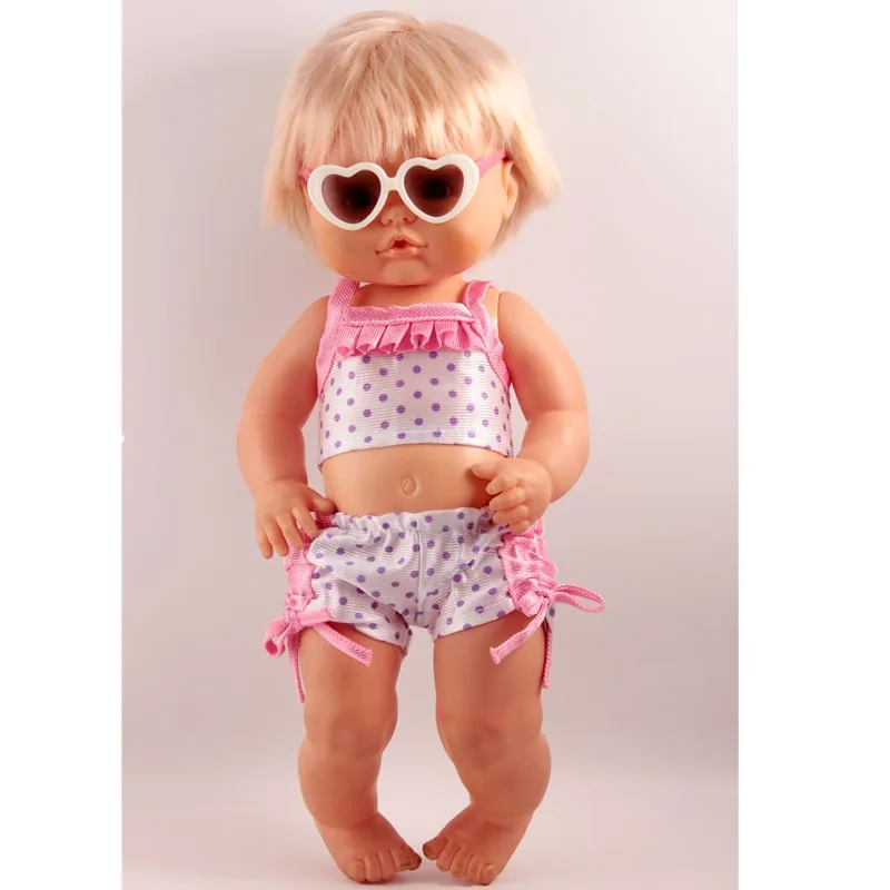 Купальники для кукол 41 см Nenuco Doll y su Hermanita бикини со шляпой синие гуглы комплекты 16