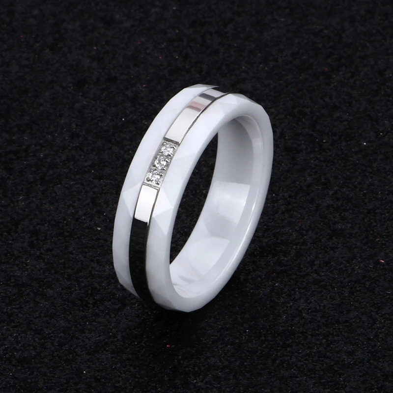 Classic Ceramic Ring For Women Circle CZ Fashion Jewelry Wedding Vintage Retro Crystal Stainless Steel Romantic Finger Rings | Украшения и