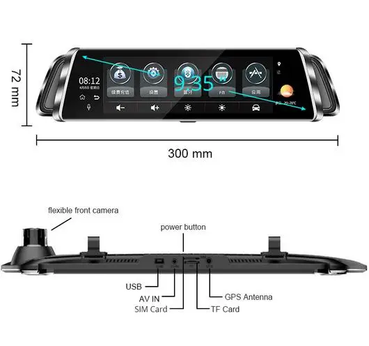 Android wifi Авто Даш камера 4G bluetooth зеркало заднего вида видео рекордер HD1080P GPS