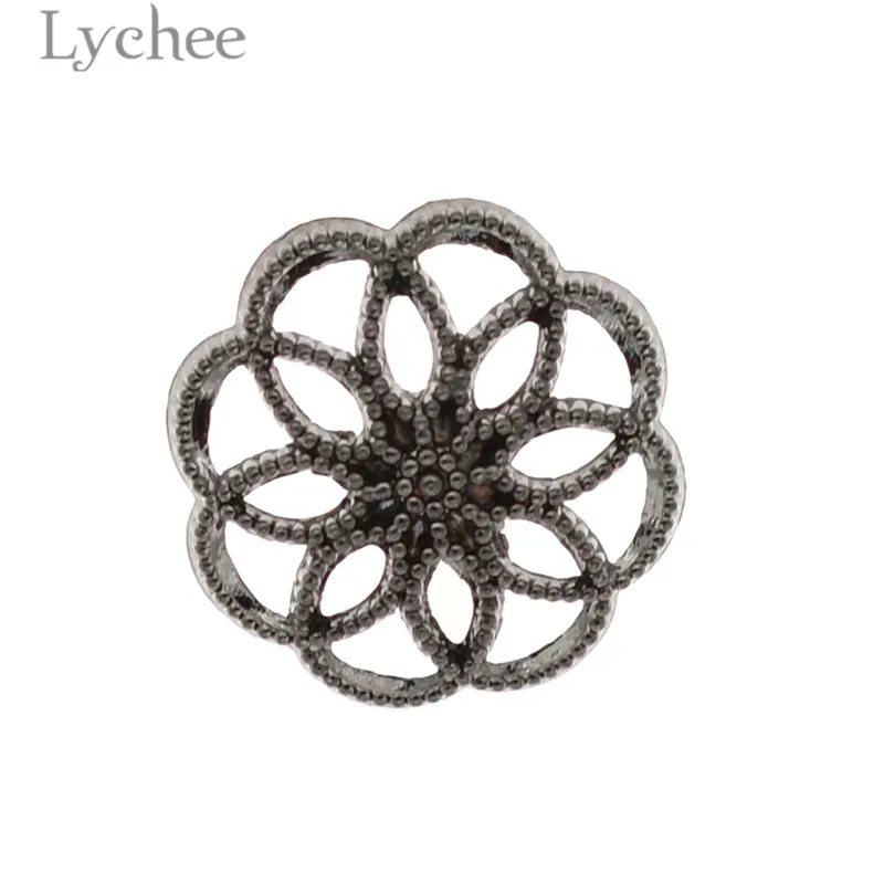 Lychee Life 5 шт. 15 мм/18 мм полые цветочные пуговицы золотого цвета металлические