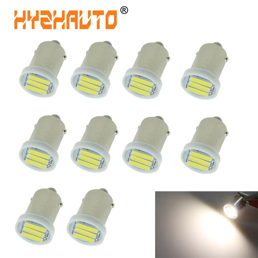 HYZHAUTO 10 шт. T4W BA9S Светодиодные лампы для чтения 2 Вт 3led 7020 SMD чистый белый 6000K