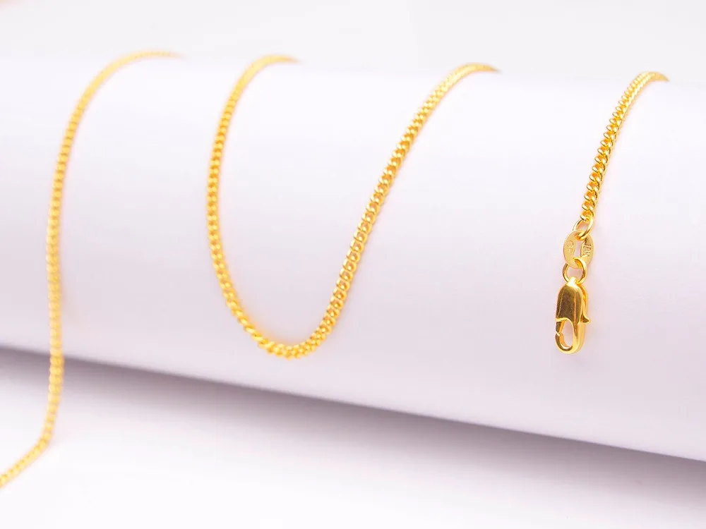 

50PCS 16-30 Inches Gold Jewelry Yellow Gold Filled Necklaces Flat Curb Chain GF For Pendant DIY Accessories