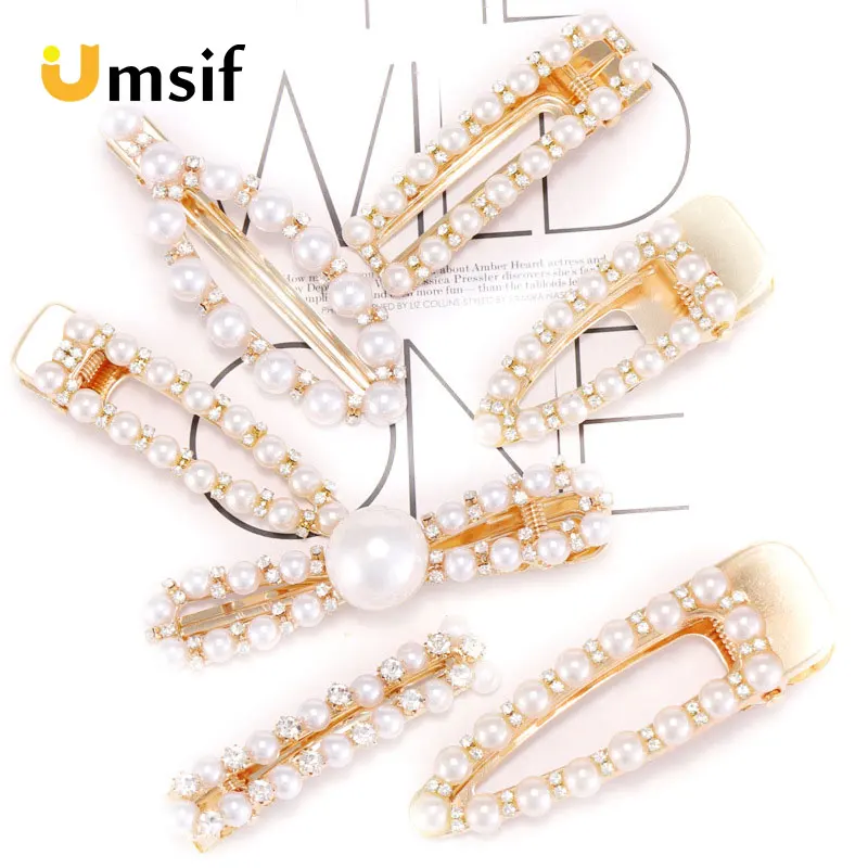 1 Pcs Women Fashion Crystal Elegant Pearl Hair Clip Barrette Korean Hairpin Headdress Accessories Girls | Аксессуары для одежды