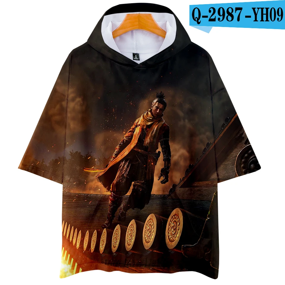 Мужская одежда Harajuku 3d футболка с капюшоном Sekiro аниме хип-хоп футболка Летняя с коротким рукавом Мужская Уличная одежда размера плюс - Цвет: Q2987