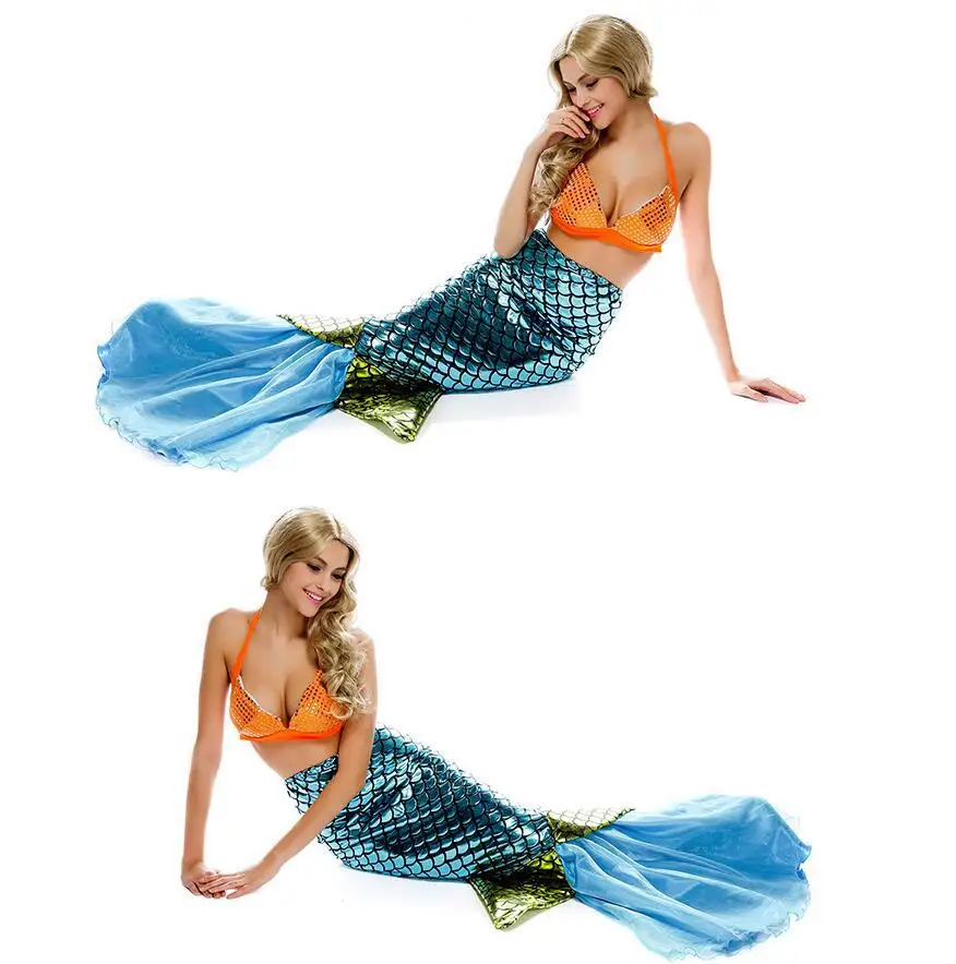 Костюм принцессы русалки с блестками для косплея на Хэллоуин|Костюмы из фильмов